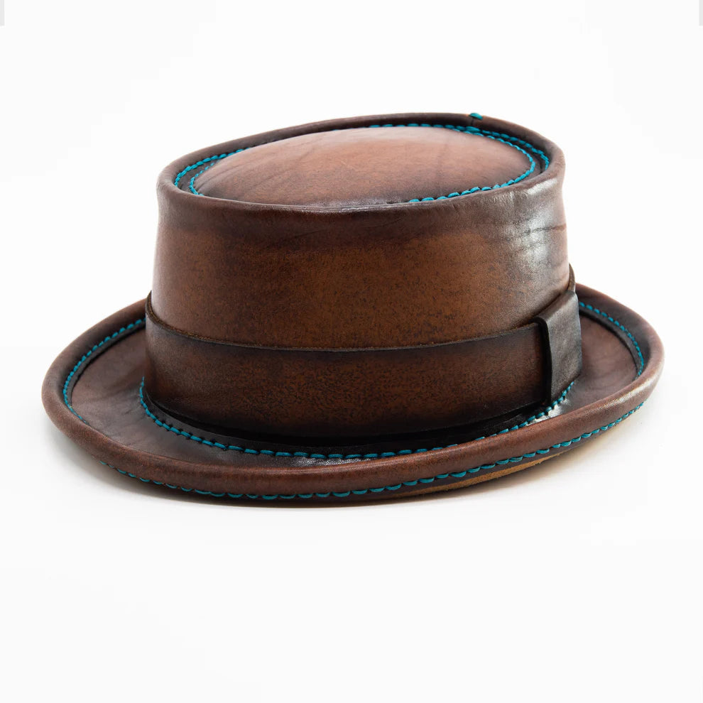 Handmade Leather Pork Pie Hat