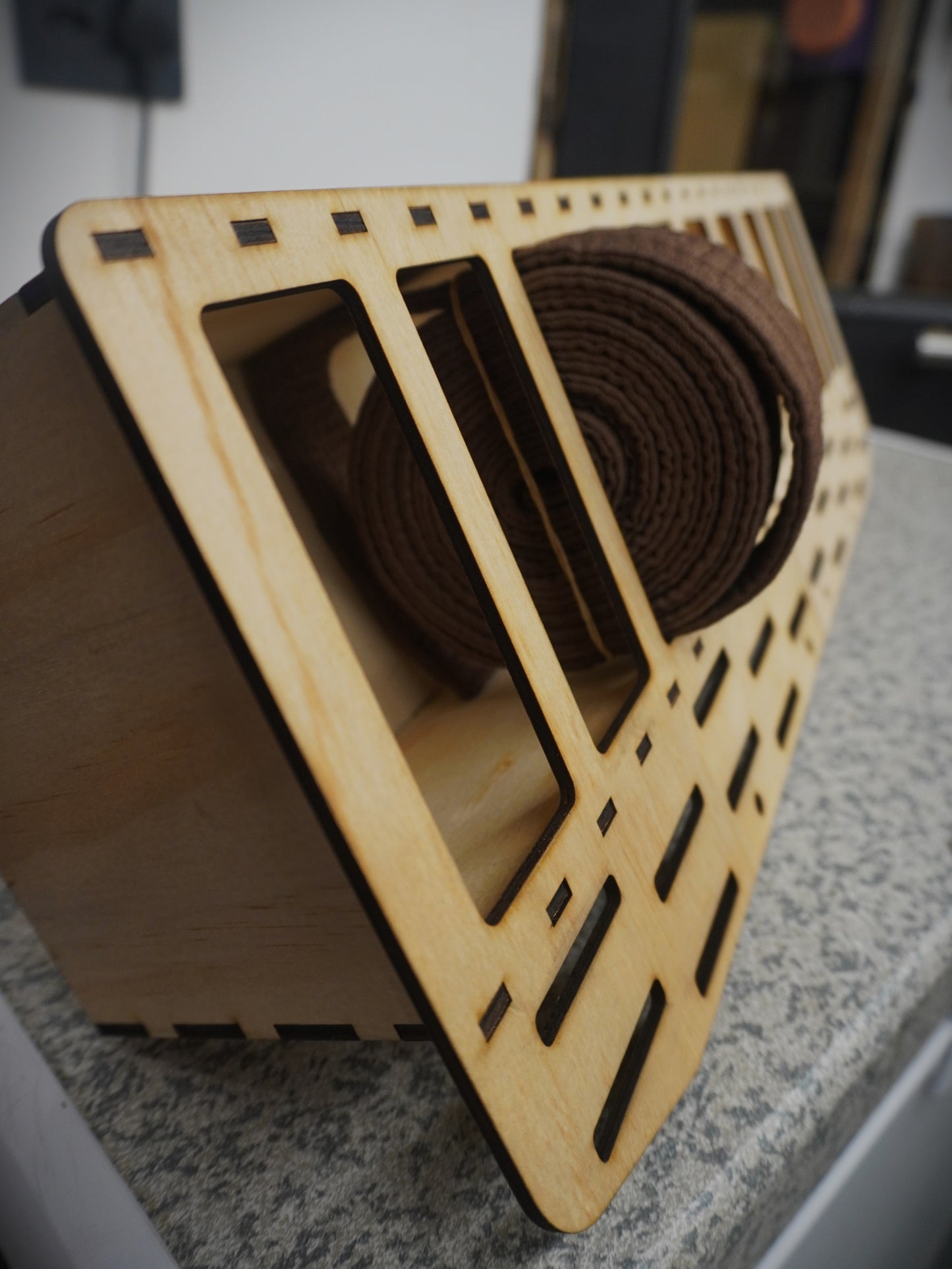 Wooden Laser Cut Karate Belt Display Unit With Medal Holder.