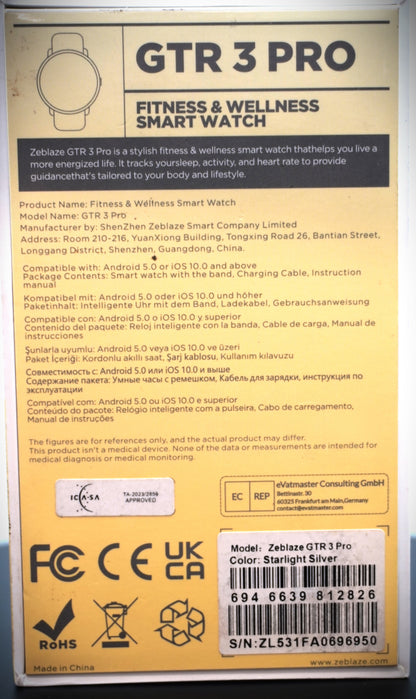 ZEBLAZE GTR 3 PRO Smart Watch Pre Loved Opened Never Used