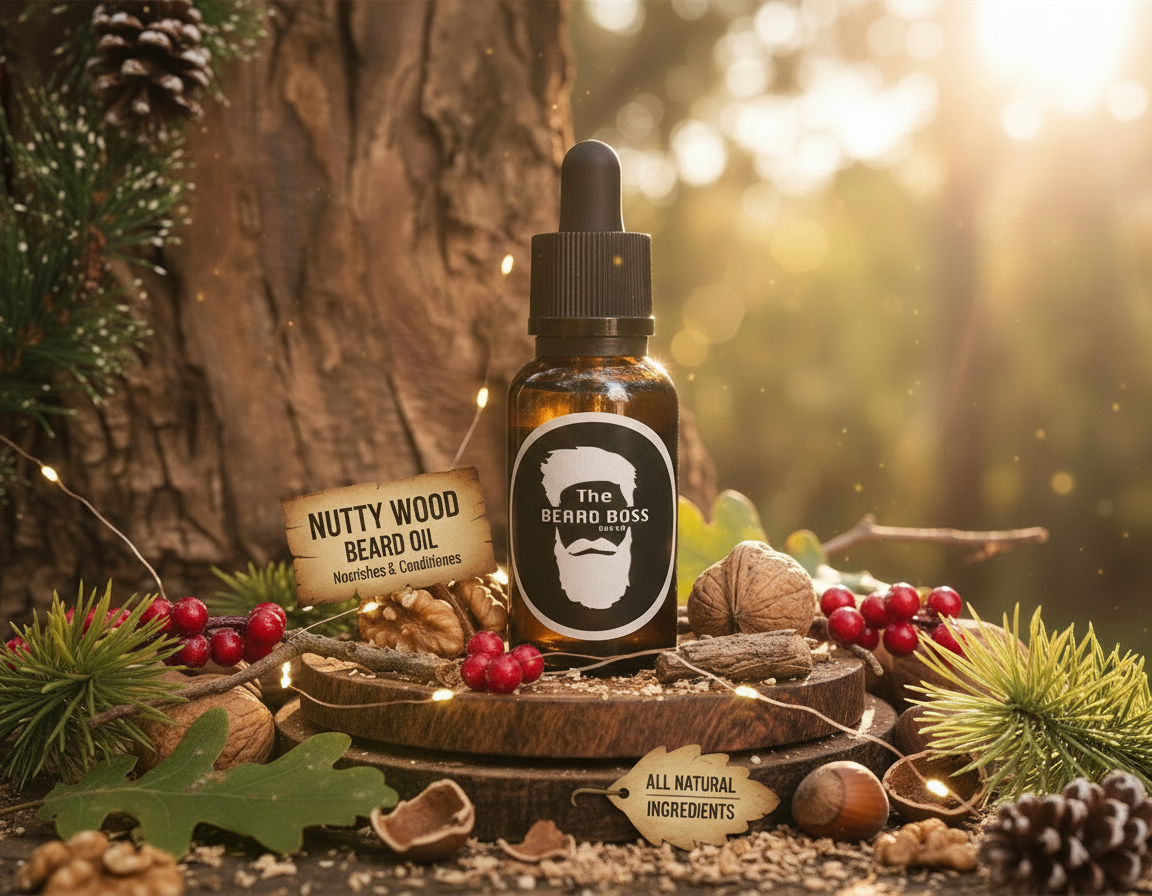 Christmas themed Nutty Wood Beard Oil