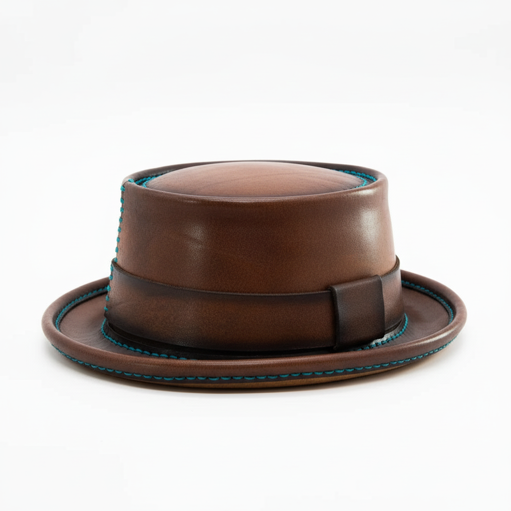 Handmade Leather Pork Pie Hat - Professional